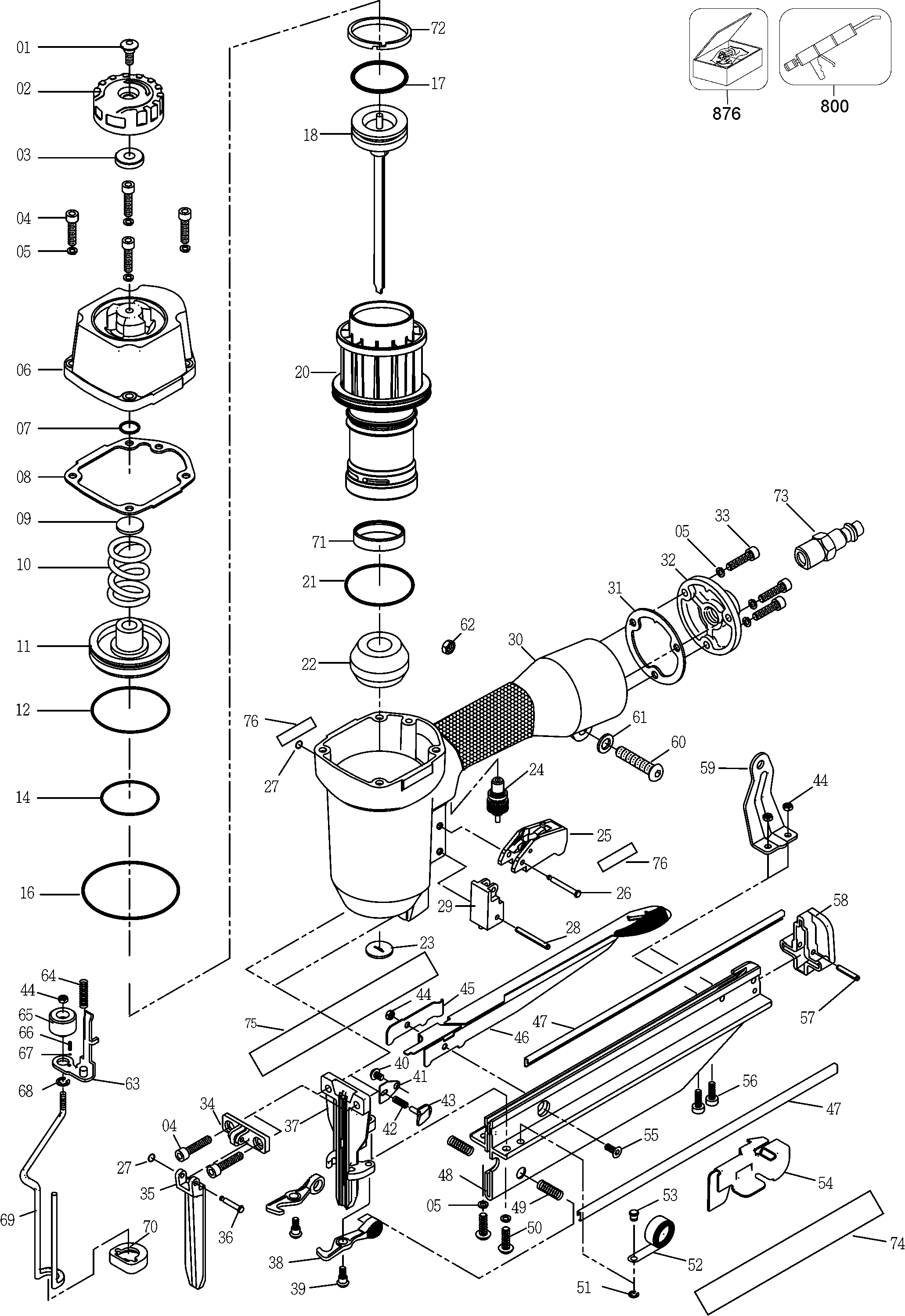 Page A Diagram and Parts List for FN250SB 0 Porter Cable Nailer